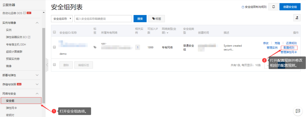 安全组的配置规则